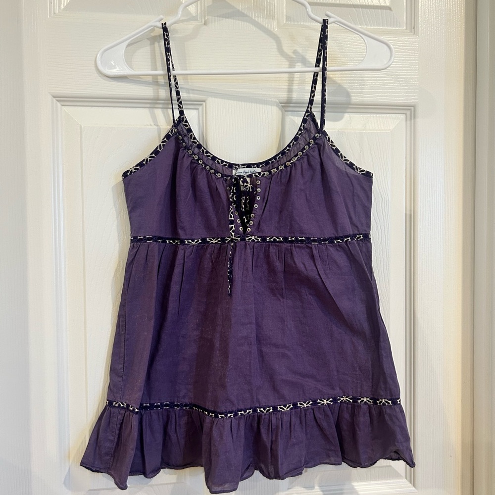 American Eagle Outfitters Purple Camisole with Embroidered Trim